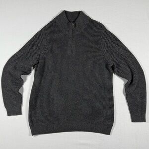 LL Bean Mens XXL Tall Dark Gray fisherman Organic Cotton 1/4 Zip Sweater